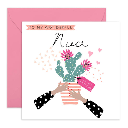 Niece Birthday Card For Her - To My Wonderful Niece - Trendy Greeting Cards For Girls Teens - Happy Birthday Niece Card - Celebration Gifts For Women - Comes With Stickers By Central 23