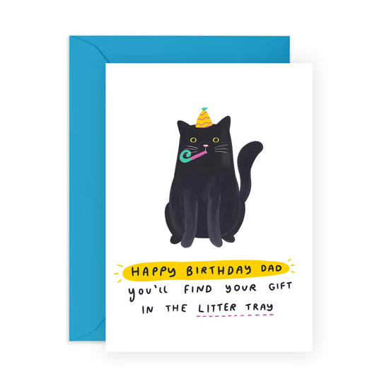 Cat Dad Card - Gift In Litter Tray Dad - Funny Birthday Day Card From Cats - Thank You Cards For Him - For Pet Owners Fur Parents - Cat Gifts For Men - Comes With Cute Stickers By Central 23