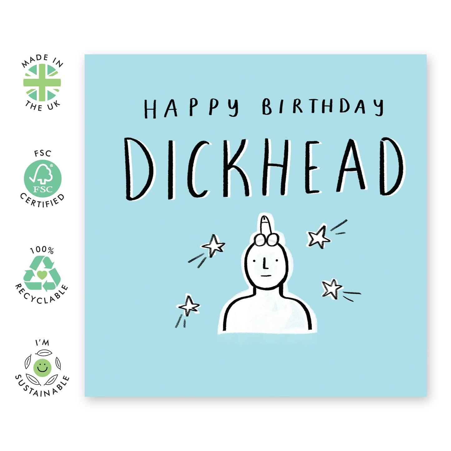 Funny Birthday Cards For Men - D*ckhead - Rude Birthday Card For Him - Naughty Gifts For Husband Boyfriend - Brother Birthday Cards - Comes With Stickers - By Central 23