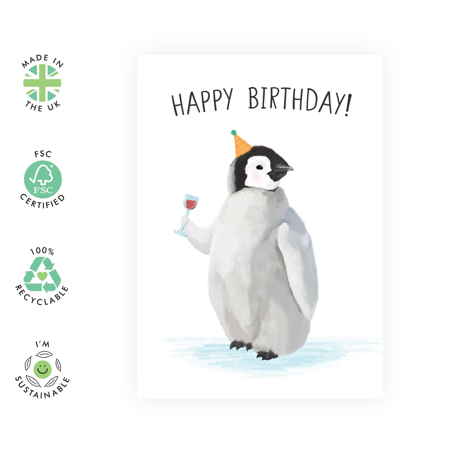 Penguin Birthday Card - Cute Greeting Cards For Female Ladies Her - Sister Birthday Card - Gifts For Mum Wife Girlfriend Friends - Friend Birthday Cards For Women - Comes With Stickers - By Central 23