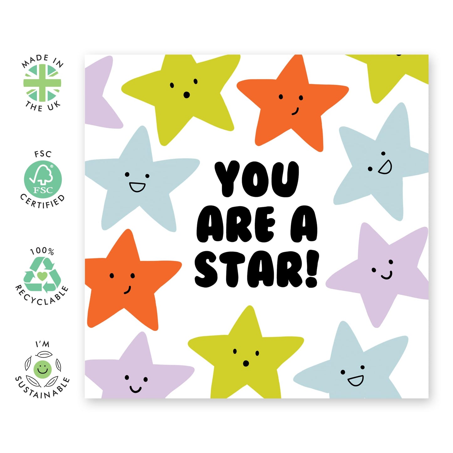 Cheering Up Greeting Card - 'You Are A Star' - Gifts for Colleagues, Co-workers, Son, Daughter, Niece, Nephew, Family, Relatives, Students - Go Get It - Comes with Fun Stickers