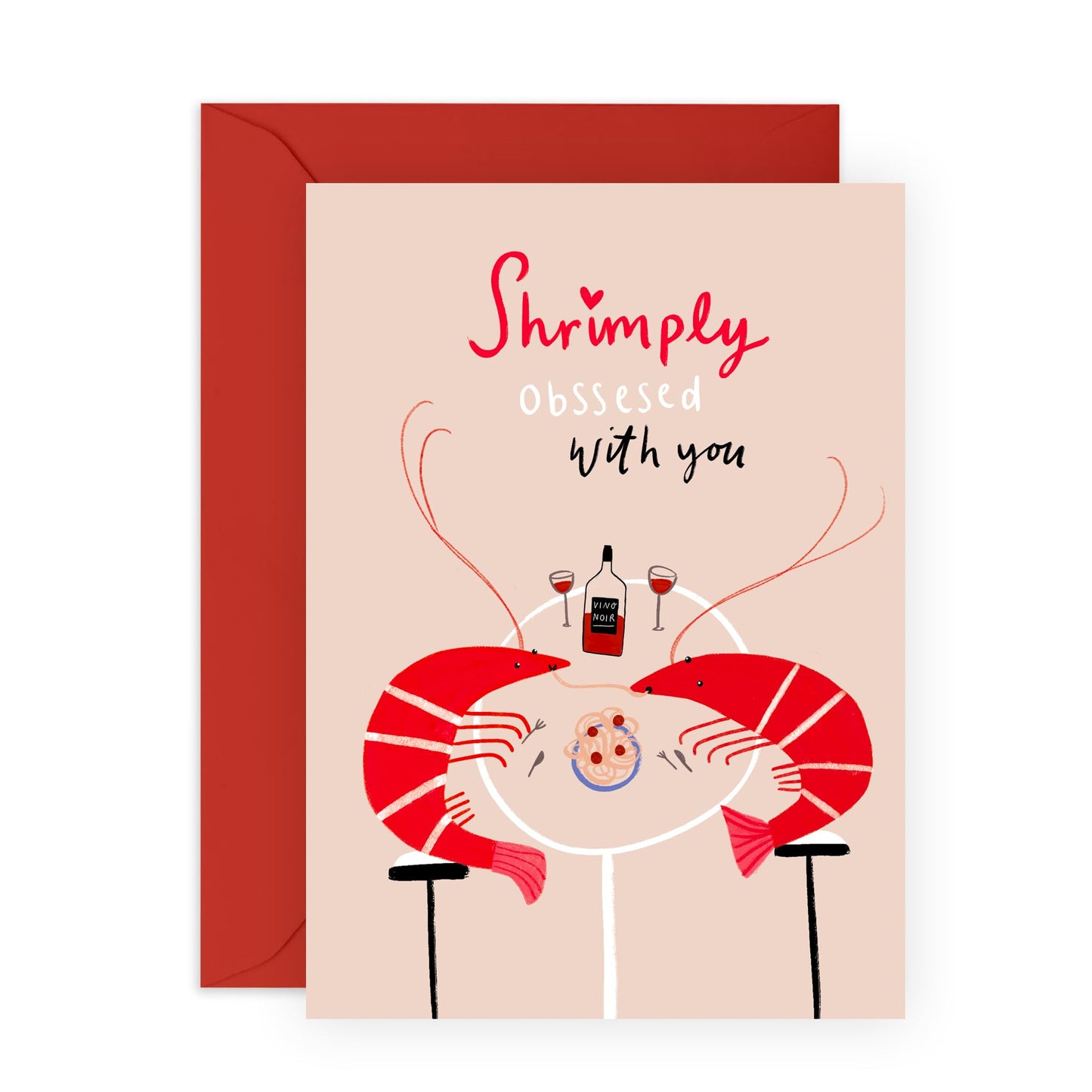 Thoughtful Love Card - Shrimply - Sweet Anniversary or Valentine's Day Cards for Couples, Him, Her, Partner, Boyfriend, Girlfriend, Husband, Wife, Hun, Sweetheart - Comes with Stickers