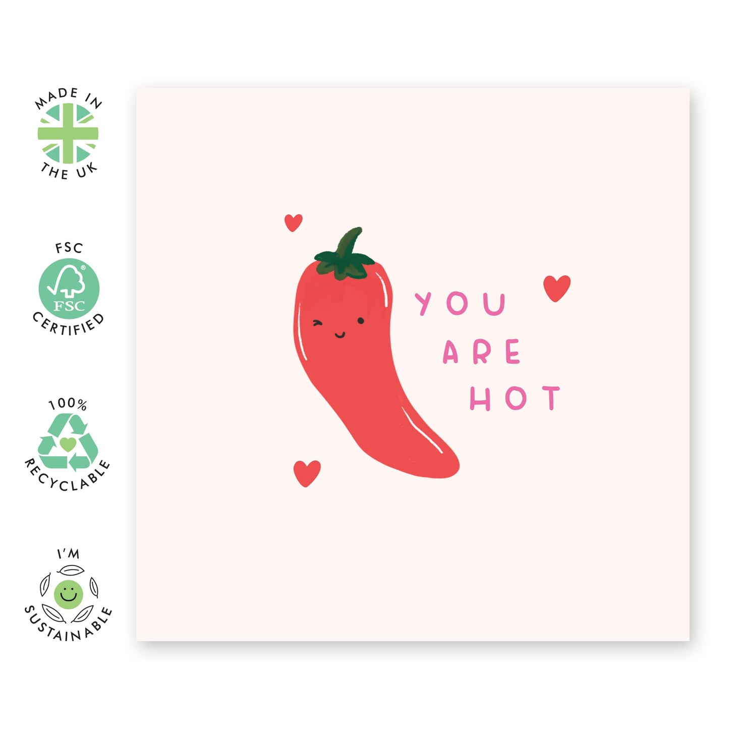 Cute Valentines Day Card - 'You Are Hot' - Loving Gifts for Wife, Husband, Girlfriend, Boyfriend, Him, Her, Partner, Married Couples, Babe, Darling - Chili - Comes with Fun Stickers
