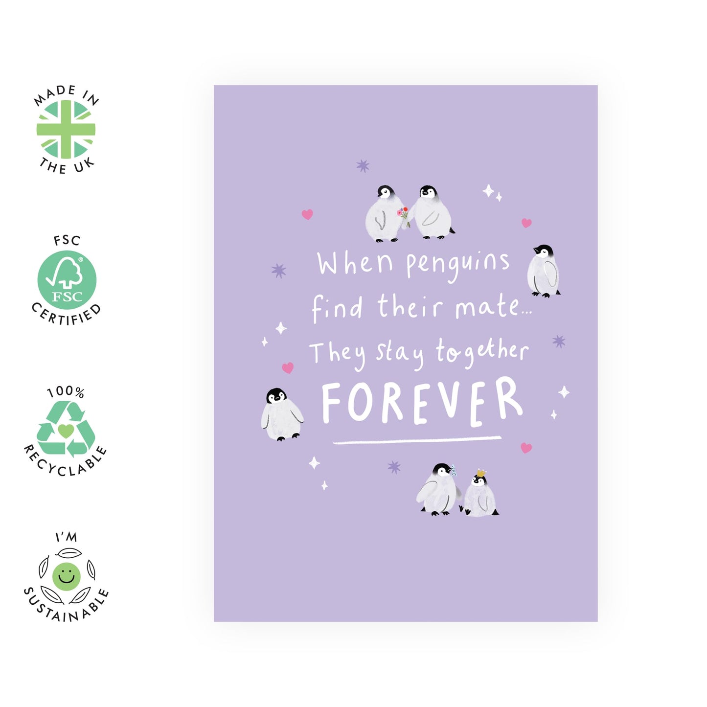 Lovely Greeting Card - 'PENGUIN COUPLES CUTE' - Perfect for Celebrating Love with a Sweet and Playful Touch - Ideal for Couples Who Appreciate an Endearing Message - Comes With Stickers By Central 23