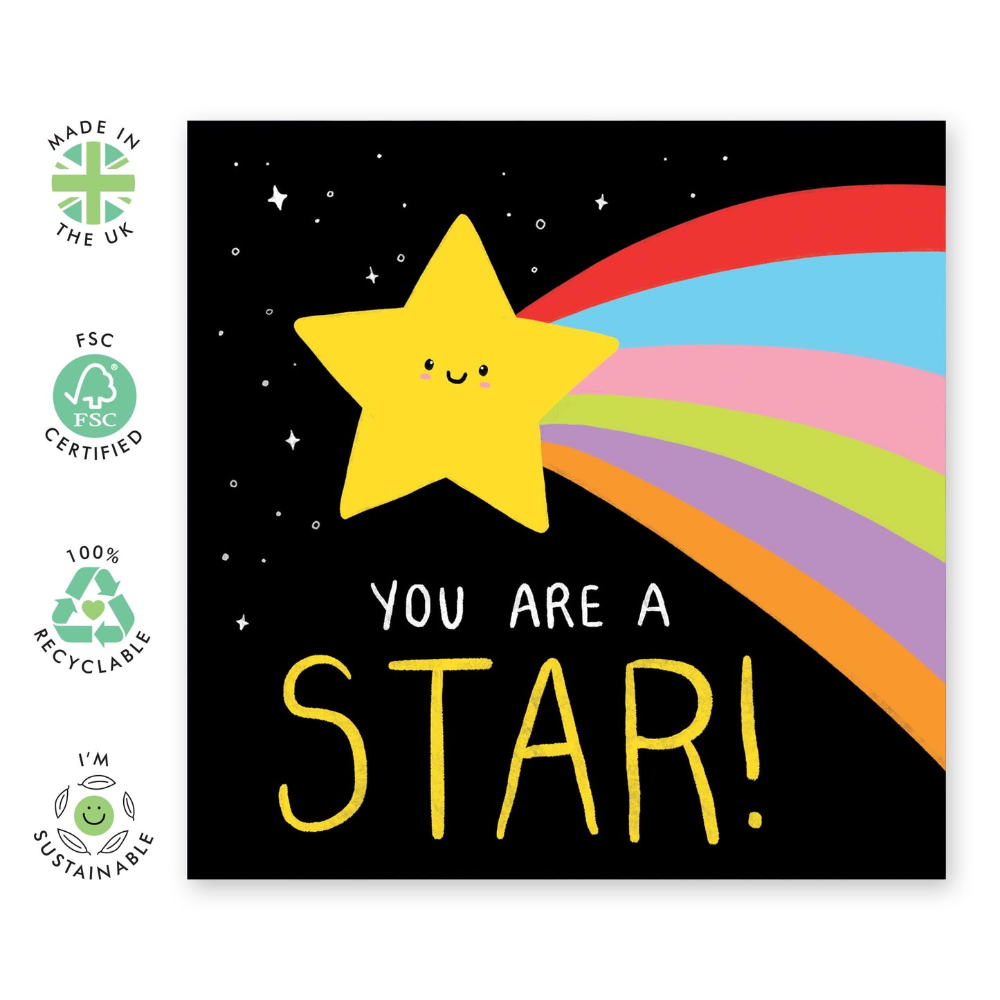Congratulations Birthday Card - 'You Are A Star' - Gifts for Son, Daughter, Friends, Colleagues, Co-workers, Students, Employees - Shooting Star - Comes with Fun Stickers