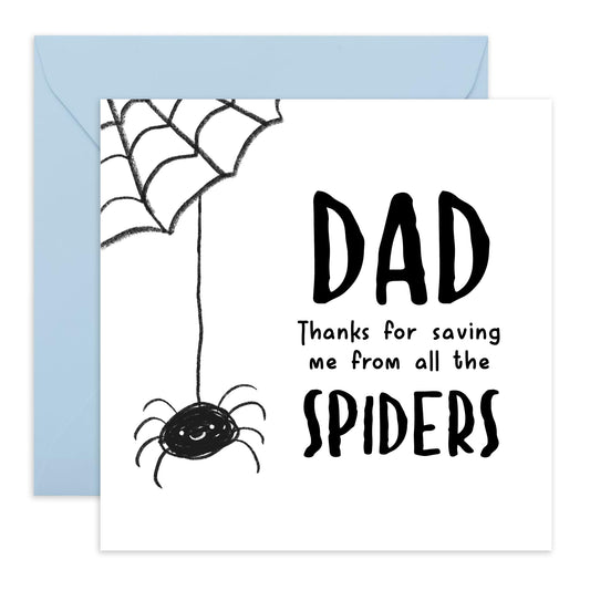 Central 23 Witty Greeting Card - 'DAD SAVING US FROM SPIDERS' - For Dads Daddys Fathers- Gift for Father’s Day or Any Occasion - Show Appreciation with a Clever Twist - Comes with Stickers