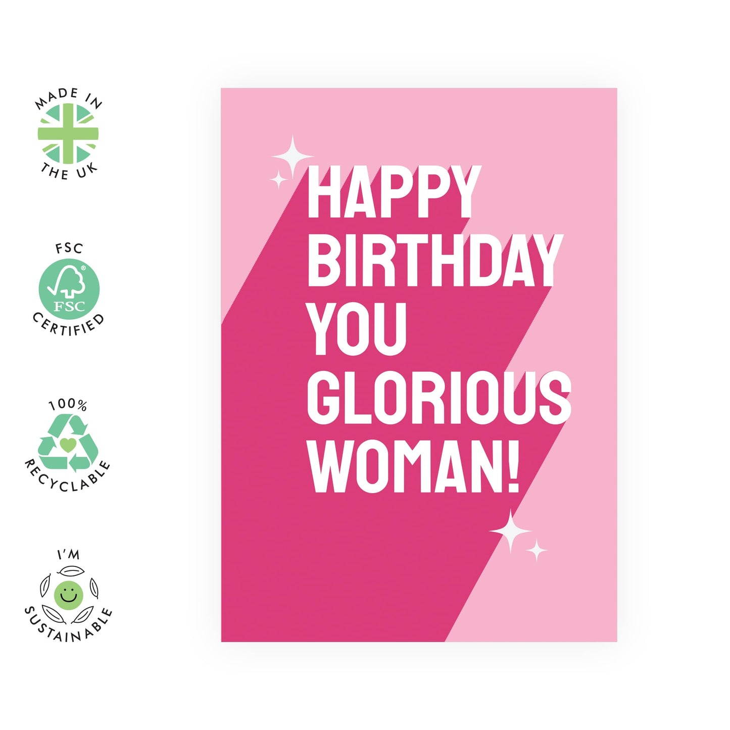 Female Birthday Cards For Her - Birthday Glorious Woman - Mum Birthday Card - Sister Birthday Cards - Greeting Cards And Envelopes For Daughter Best Friends Nan - Comes With Fun Stickers By Central 23