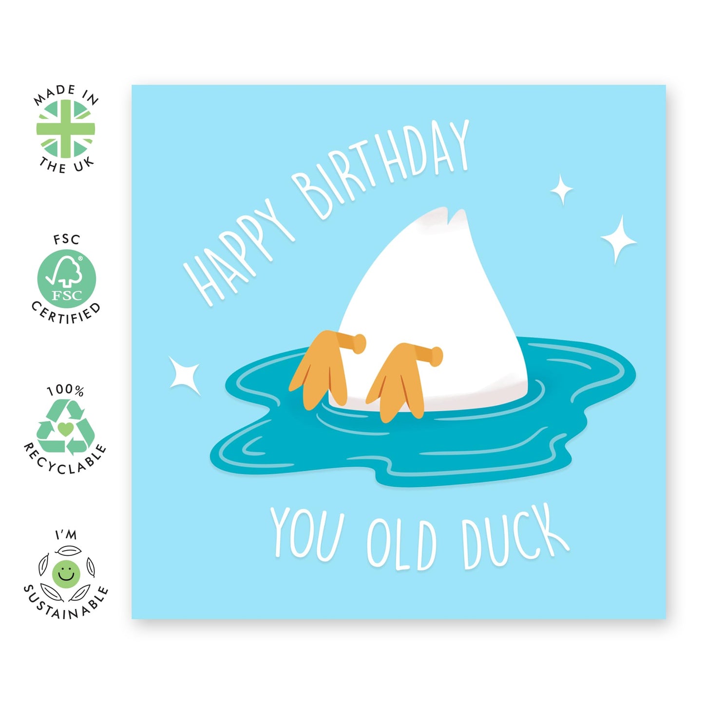 Happy Birthday Card For Men Women - Happy Birthday You Old Duck - Hilarious Greeting Cards For Her Him - Gifts For Mum Dad Sister - Gift From Son Daughter - Comes With Fun Stickers - By Central 23