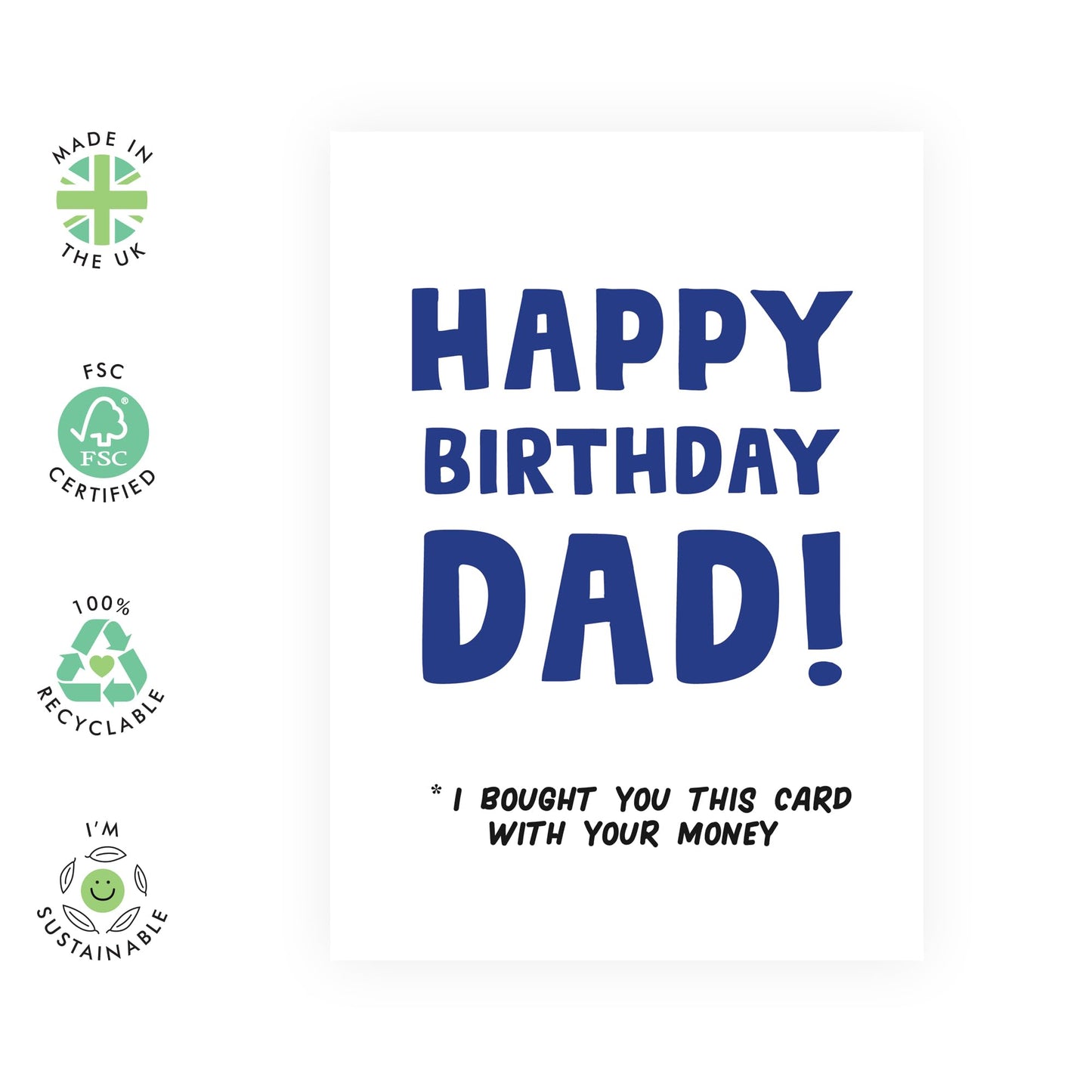 Funny Card - 'DAD CARD WITH YOUR MONEY' - For Dad Daddy's Who Loves a Good Laugh - Perfect for Adding Some Humor to a Gift - Ideal for Any Occasion or Just Because - Comes with Stickers by Central 23