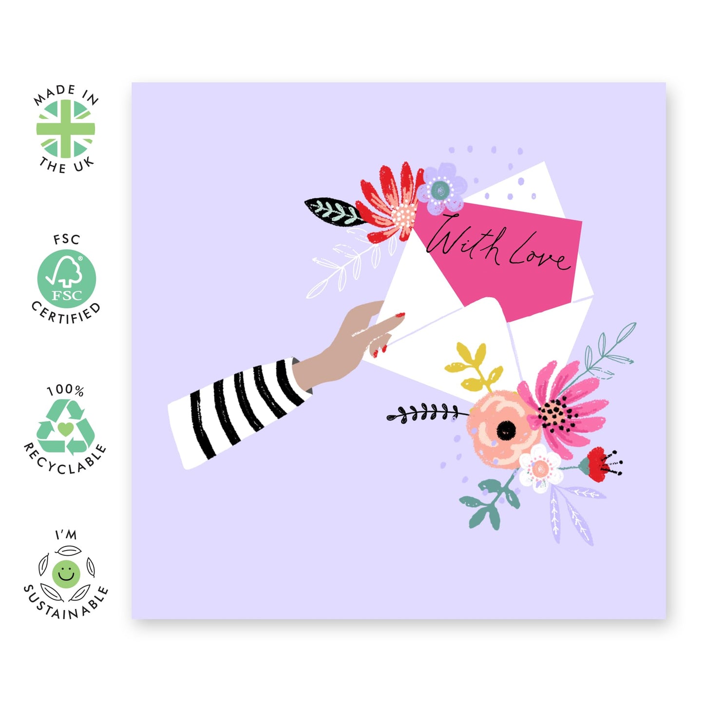 Birthday Card For Women - With Love Letter And Flowers - Mothers Day Card From Son Daughter - Wife Anniversary Card - Valentines Card Girlfriend - Love Cards Her - Comes With Stickers By Central 23