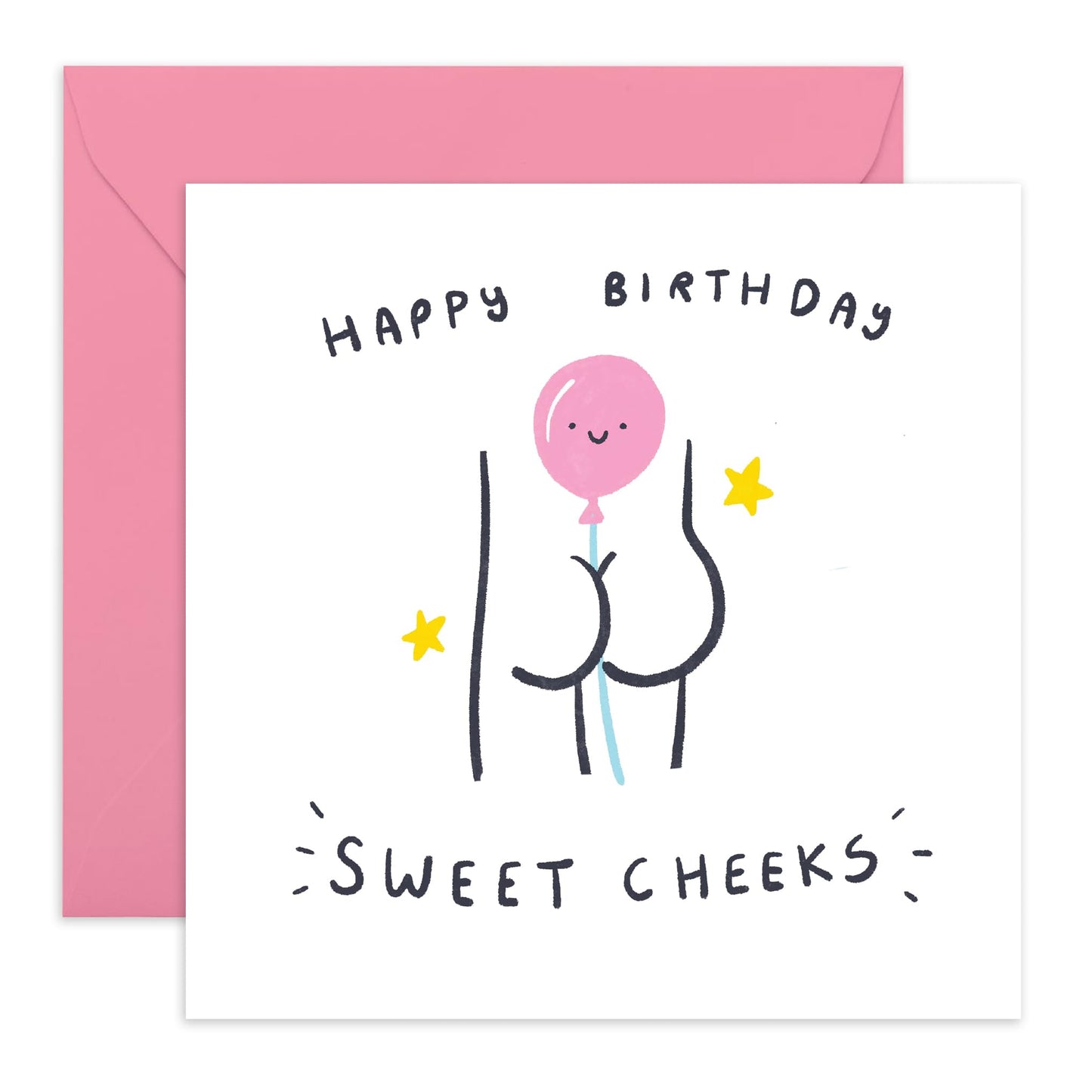 Birthday Greeting Card - 'BIRTHDAY SWEET CHEEKS!' - Perfect for Celebrating Special Days with a Touch of Fun and Affection - Ideal for Friends Family Loved Ones - Comes With Stickers By Central 23