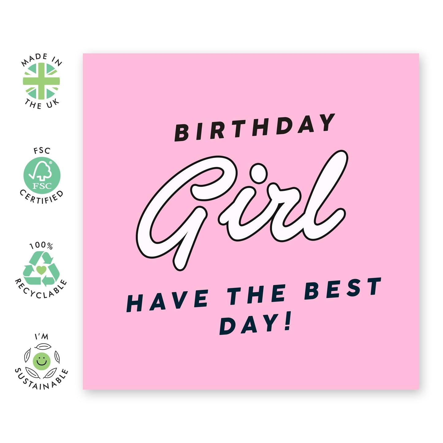 Cute Happy Birthday Card - 'Birthday Girl' - Gifts for Best Friends, Besties, BFF,Girlfriends, Sister, Sis, Gals - Enjoy Your Day - Comes with Fun Stickers