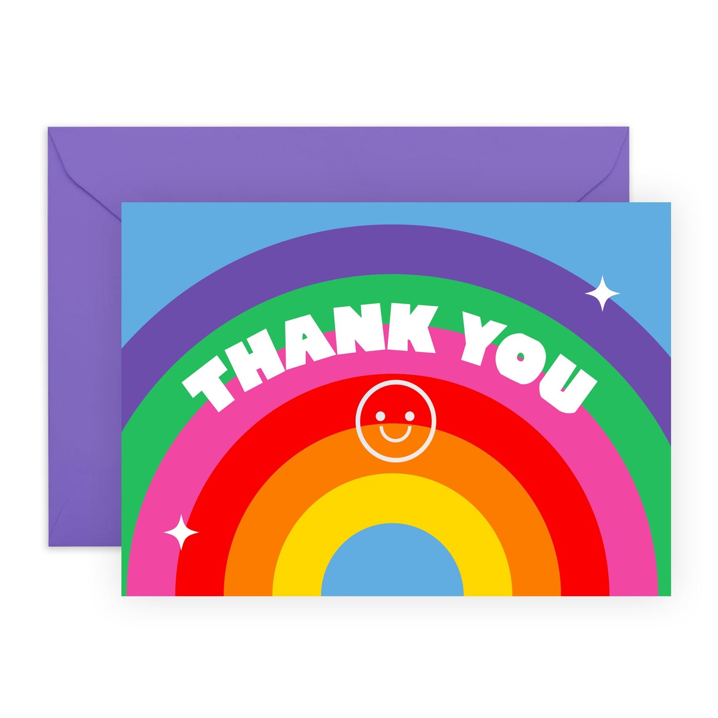 Thank You Greeting Cards For Dad Mum - Thank You Rainbow - Appreciation Cards For Her Him - Rainbow - Gift Men Women - Sister Brother - Best Friend - Comes With Fun Stickers - By Central 23