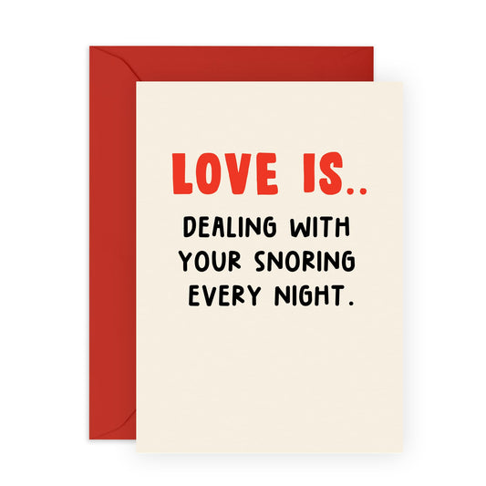 Hilarious Anniversary Day Card - 'Snoring Every Night' - Valentines Gifts for Wife, Husband, Girlfriend, Boyfriend, Partners, Couples - Define Love - Comes with Fun Stickers
