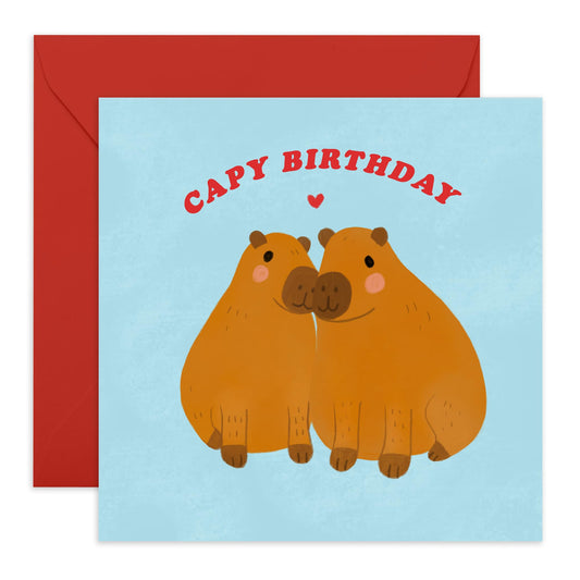 Birthday Card for Couples - 'Capy Birthday' - Gifts for Him, Her, Husband, Wife, Girlfriend, Boyfriend, Babe, Fiance -Sweet - Comes with Fun Stickers