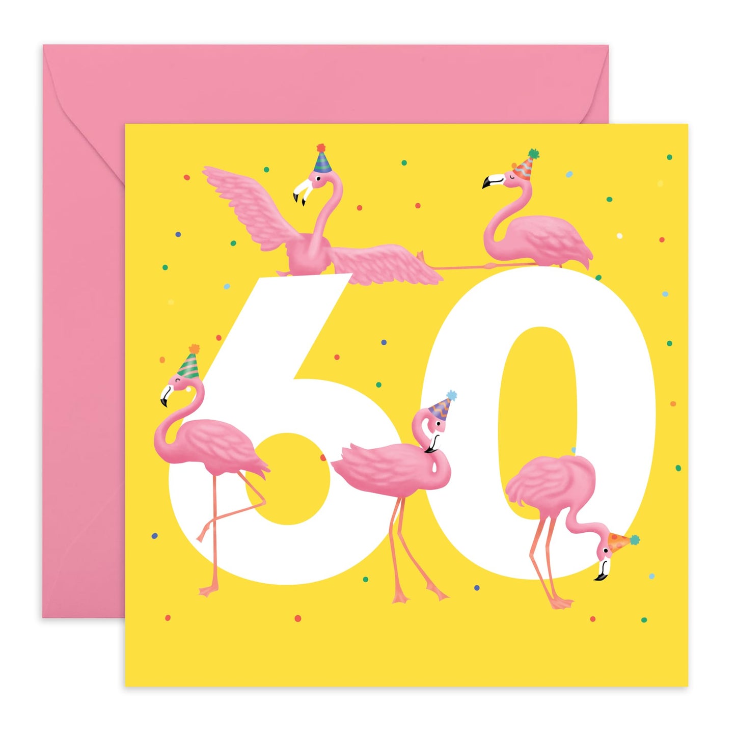 60th Birthday Card For Women - Flamingo Age 60 - Wife Birthday Greeting Card - Happy Sixtieth Birthday Cards For Daughter Sister Niece Friends Mum - Comes With Fun Stickers - By Central 23