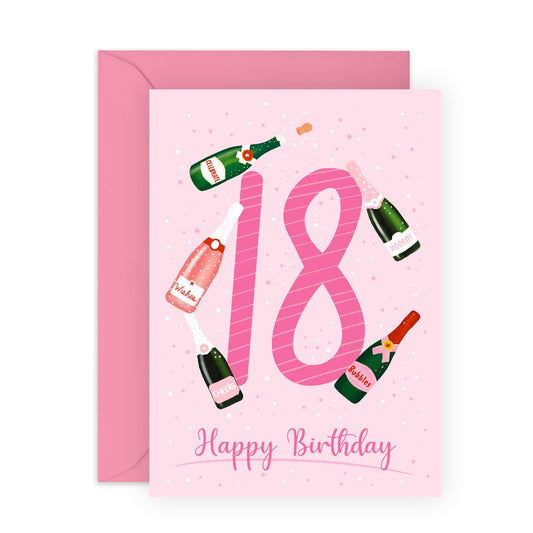 18th Birthday Card - Prosecco Birthday Age 18 - Happy Eighteenth Birthday Cards - Gifts For 18 Years Old - Best Friend Women Him Her - Comes With Fun Stickers - By Central 23