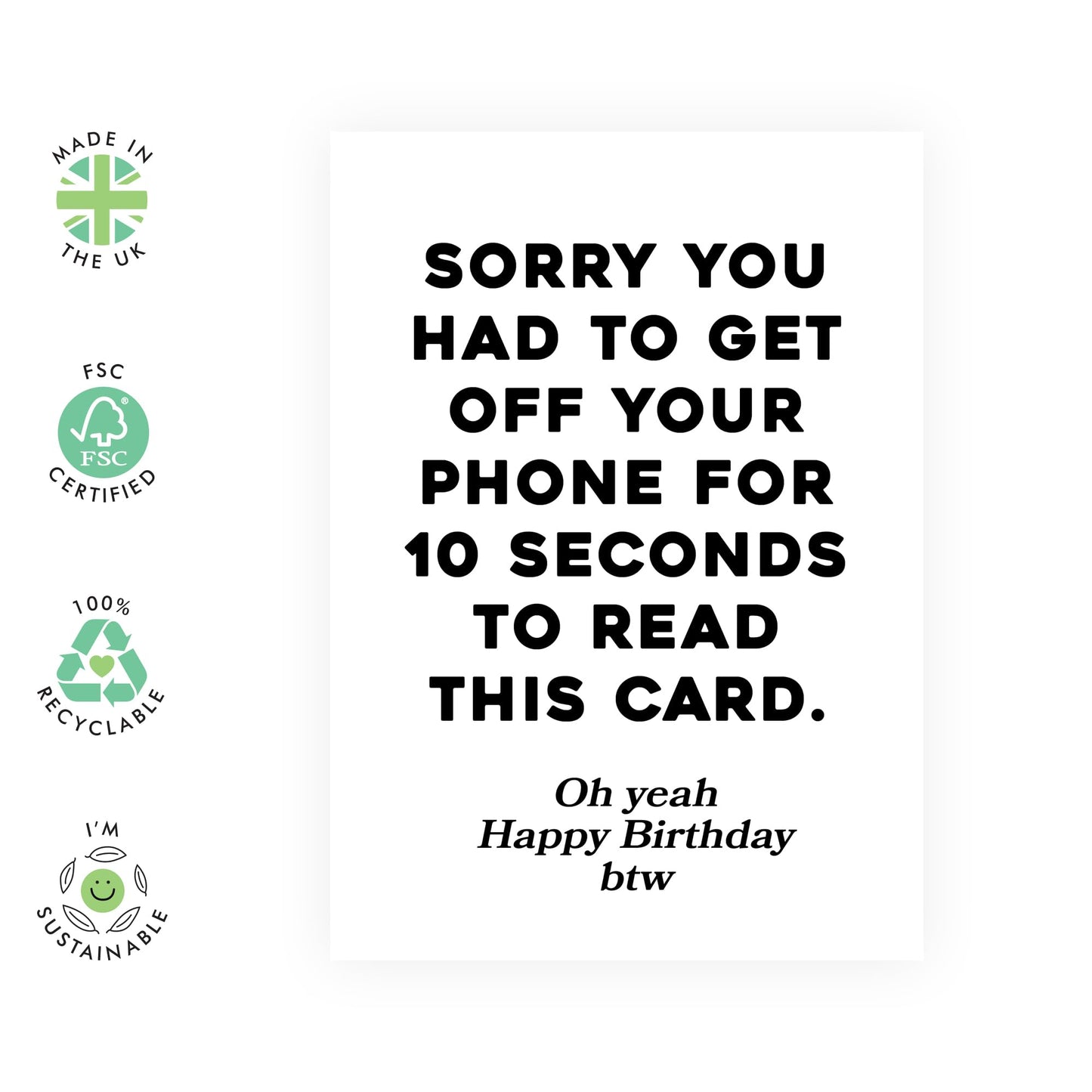 Birthday Cards For Men Women - Sorry Had To Get Off Phone - Funny Birthday Cards For Mum Dad - Brother Sister - Funny Greeting Card Aunt Uncle - Comes With Fun Stickers By Central 23