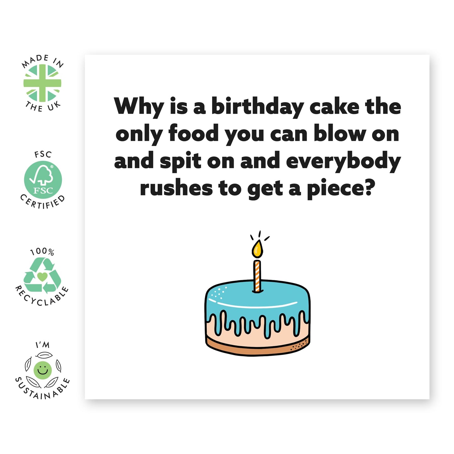 Funny Reality Birthday Card - 'Birthday Cake' - Gifts for Dad, Best Friends, Cousin, Colleagues, Co-Workers, Him, Guys, Boys, Officemates, Cousin, Buddies - Blowing Candle - Comes with Fun Stickers