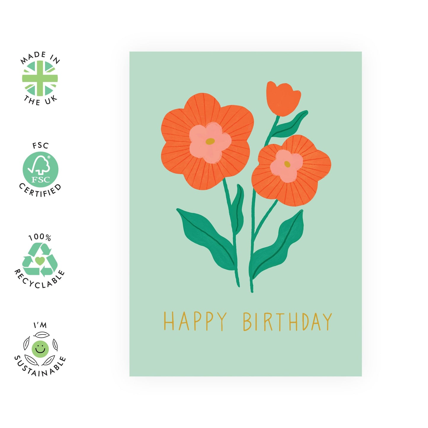 Floral Birthday Cards For Women - Happy Birthday Poppy - Flower - Pretty Greeting Cards For Her - Wife Birthday Cards From Husband - For Mum Aunt Nan - Comes With Stickers - By Central 23