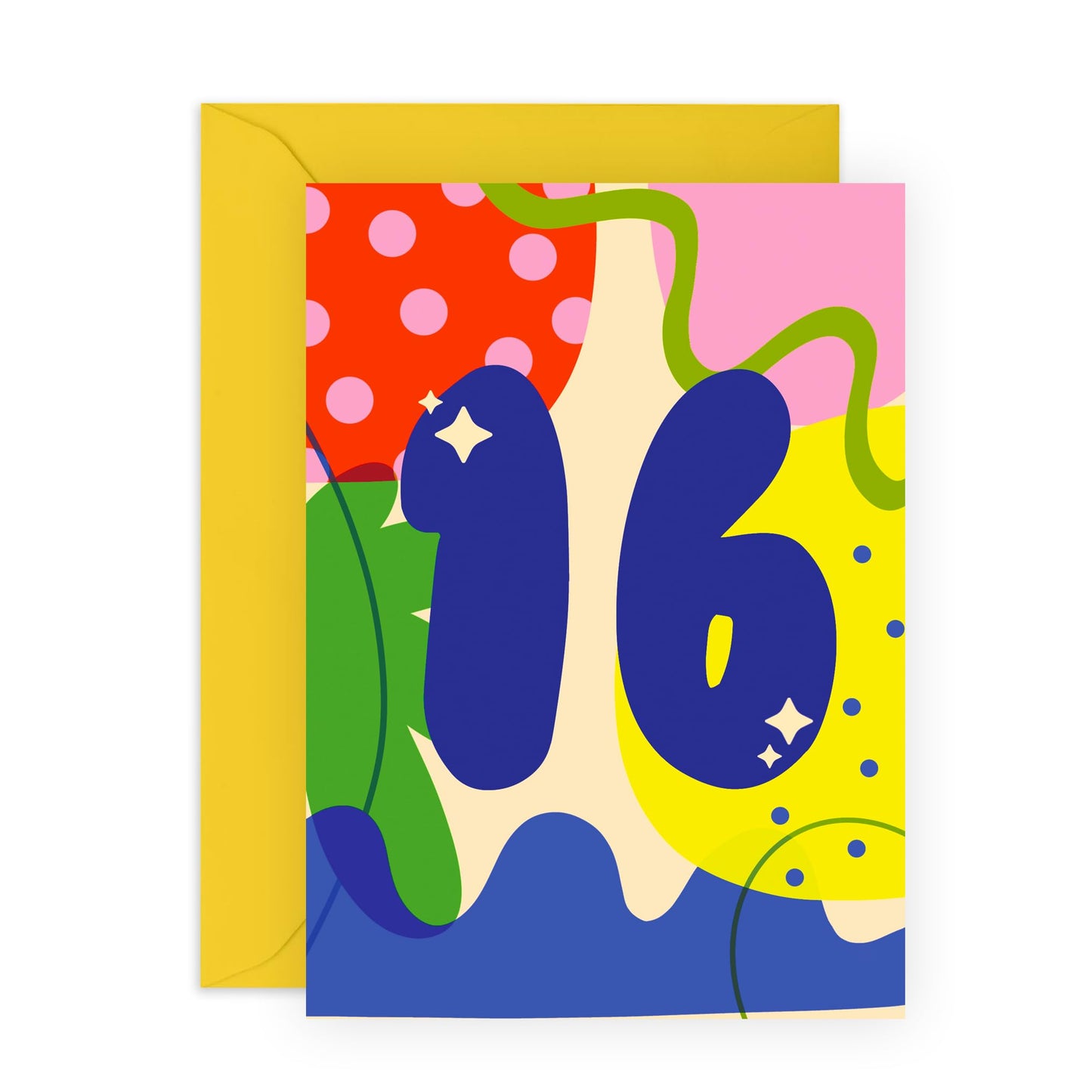 16th Birthday Cards For Kids - ABSTRACT 16 YEARS - Happy Sixteenth Birthday Card For Teens - Gifts For Son Daughter - Bday Cards For Nephew Niece - Comes With Fun Stickers - By Central 23