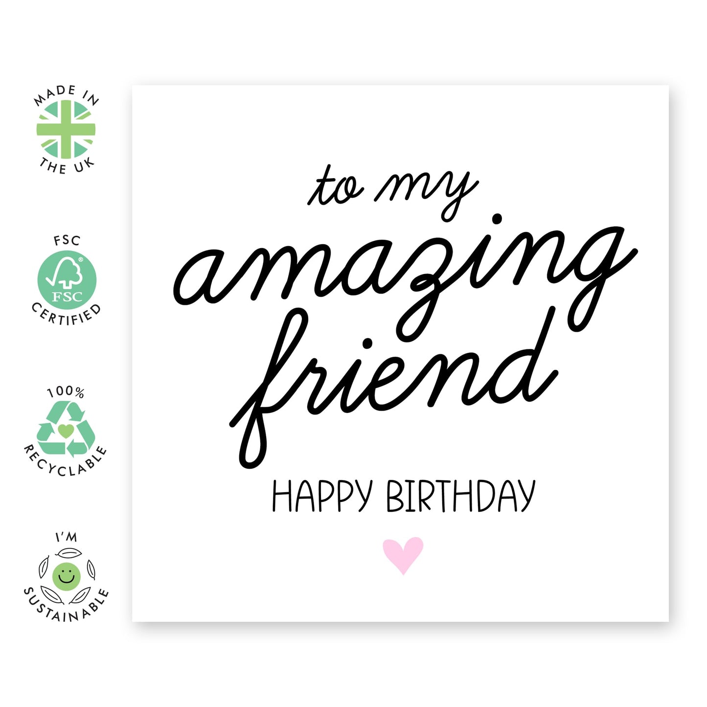 Friend Birthday Card Female - To My Amazing Friend - Cute Birthday Cards For Women - Best Friend - Bestie - Colleagues - Comes With Stickers - By Central 23
