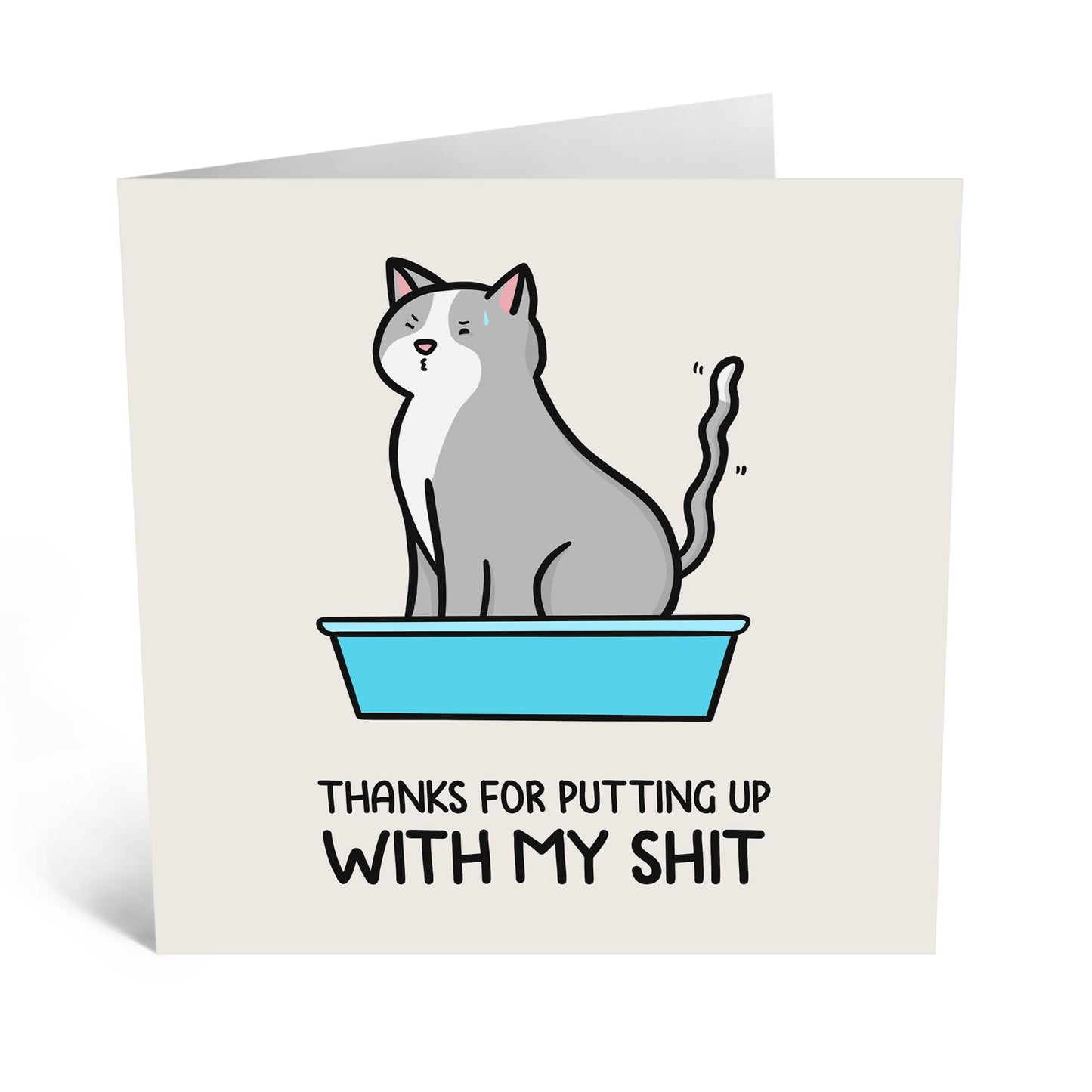 Humorous Greeting Card for Fur Mums - 'PUTTING UP WITH MY SH*T CAT' - Gifts for Cat Owners, Cat Mama, Her, Women, Sister, Friends - Birthday and Mothers Day Ideas - Comes With Stickers