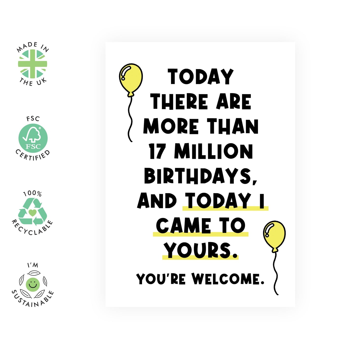 Birthday Cards For Him Her - Today I Came To Your Birthday - Funny Greeting Cards From Husband - Birthday Cards For Wife Husband - Humorous Gift From Friend - Comes With Fun Stickers By Central 23