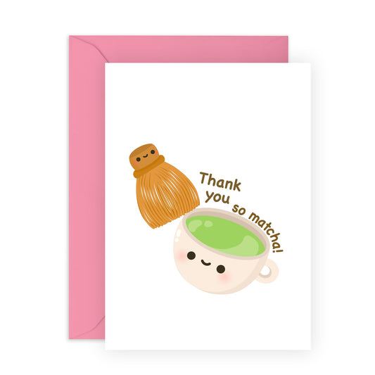 Thank You Cards - Pun - Thank You So Matcha - Funny Thank You Greeting Card For Men Women - For Mum Dad Son Daughter - Appreciation Gifts For Him Her - Comes With Stickers - By Central 23