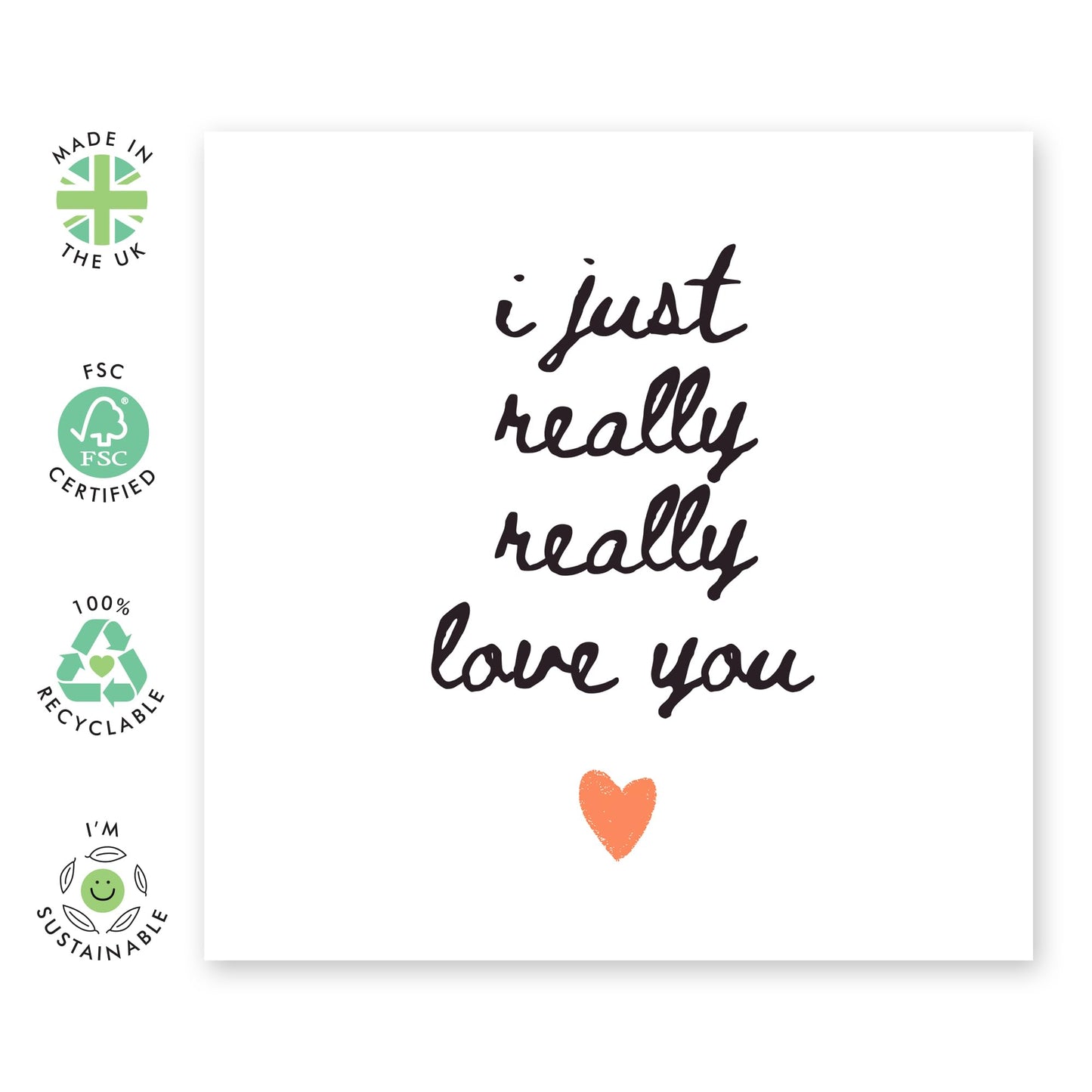 Romantic Greeting Card - 'I JUST REALLY LOVE YOU' - Perfect for Expressing Deep Affection with Sweet Sentiment - Ideal for Partner Wife Husband Girlfriend Boyfriend - Comes With Stickers By Central 23