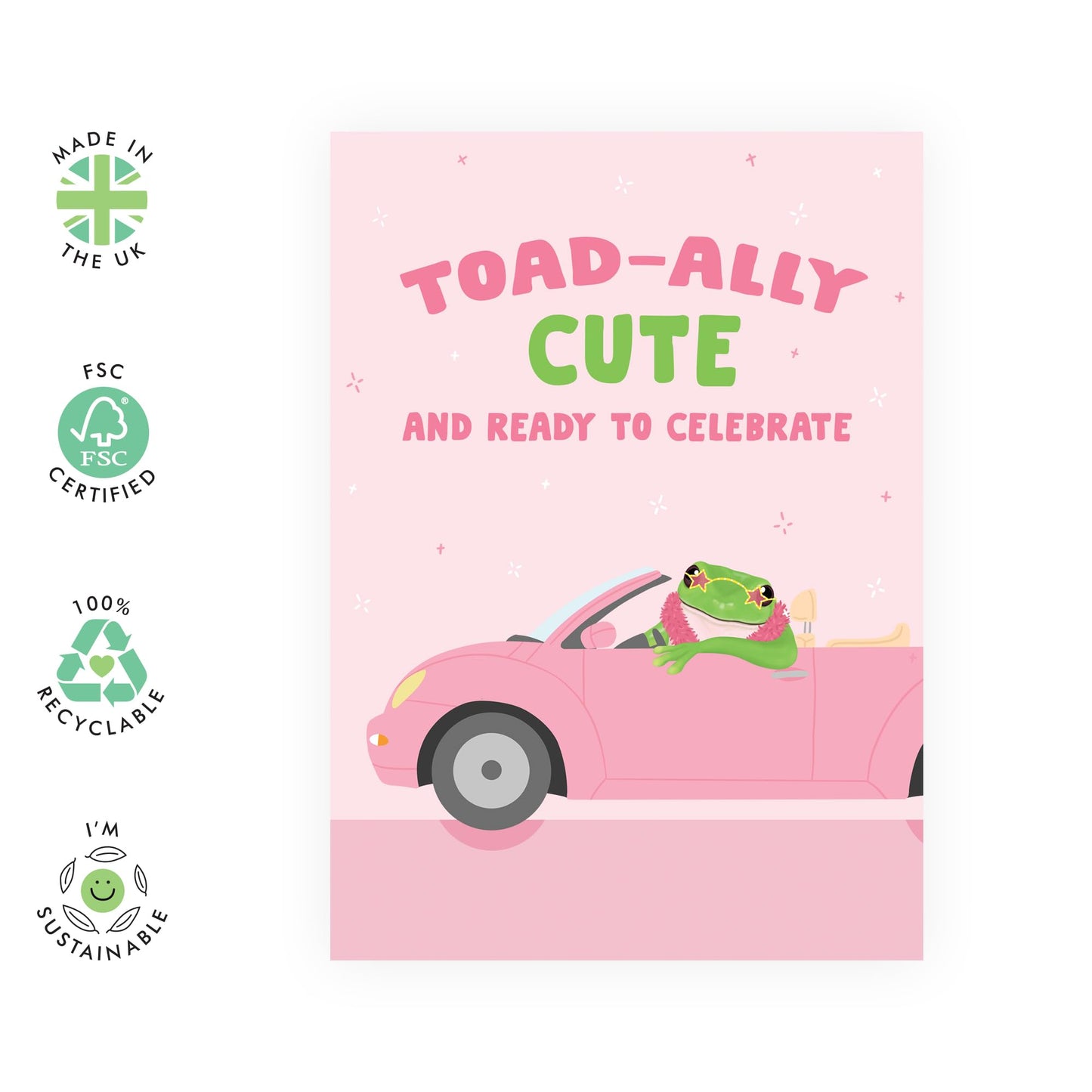 Quirky Greeting Cards Birthday - Toad-ally Cute And Ready To Party - Sister Birthday Cards - Daughter Birthday Card Funny - Puns Jokes Bestfriend Card - Comes With Fun Stickers By Central 23