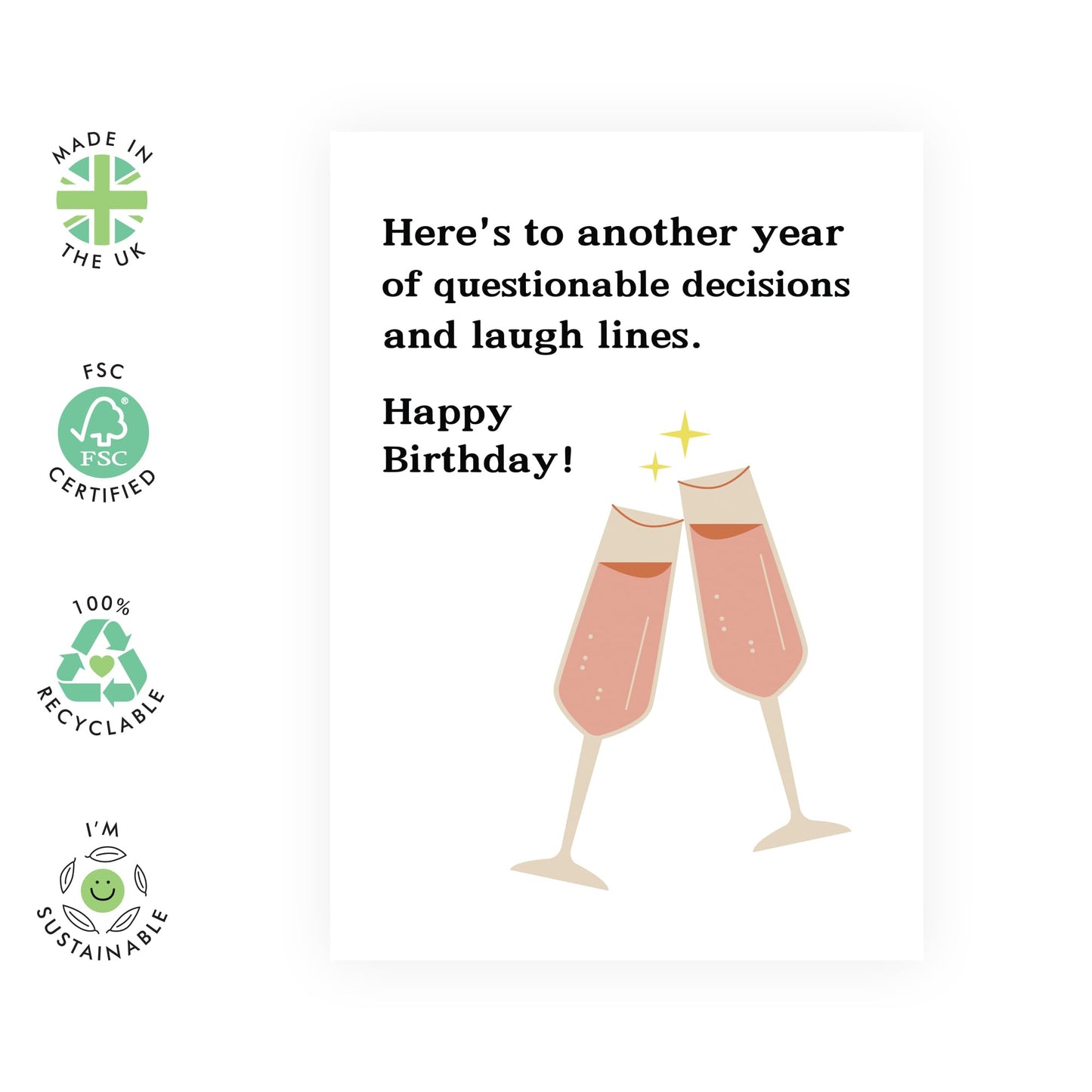 Funny Birthday Card - 'QUESTIONABLE DECISIONS' - A Playful Touch to Their Special Day with a Nod to Fun and Misadventures - Celebrate with Humor - Includes Envelope and Stickers by Central 23