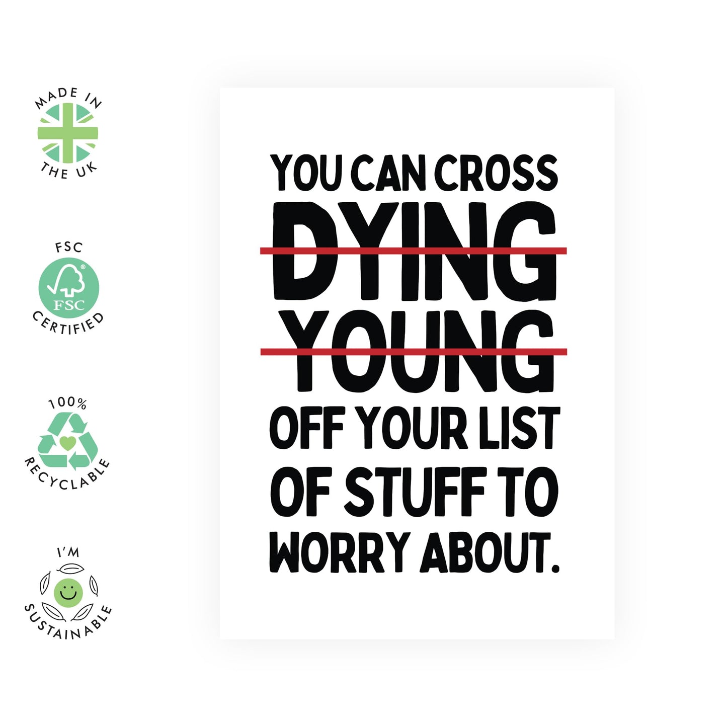 Happy Birthday Card Funny - Cross Dying Young Off Your List - Rude Birthday Cards For Women Men Friends - Cheeky Gifts For Him Her - Comes With Fun Stickers And Envelopes By Central 23