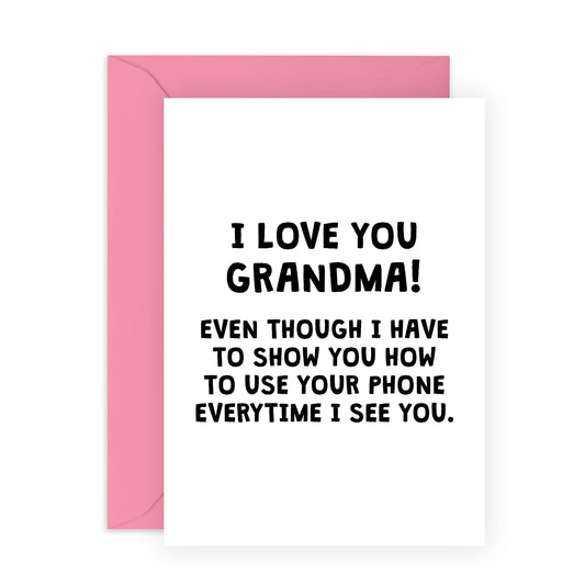 Hilarious Grandma Birthday Card - How To Use Your Phone - Funny Presents for Grandmother Nana Nan Granny from Grandchildren - Mothers Day Greeting Cards for Her - Comes With Stickers And Envelope