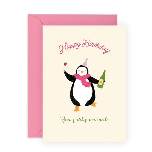Birthday Cards For Friends Women - Funny Penguin Party Animal - Happy Birthday Card For Her Him - Witty Gifts For Mom Dad Daughter Sister Best Friends - Comes With Cute Stickers By Central 23