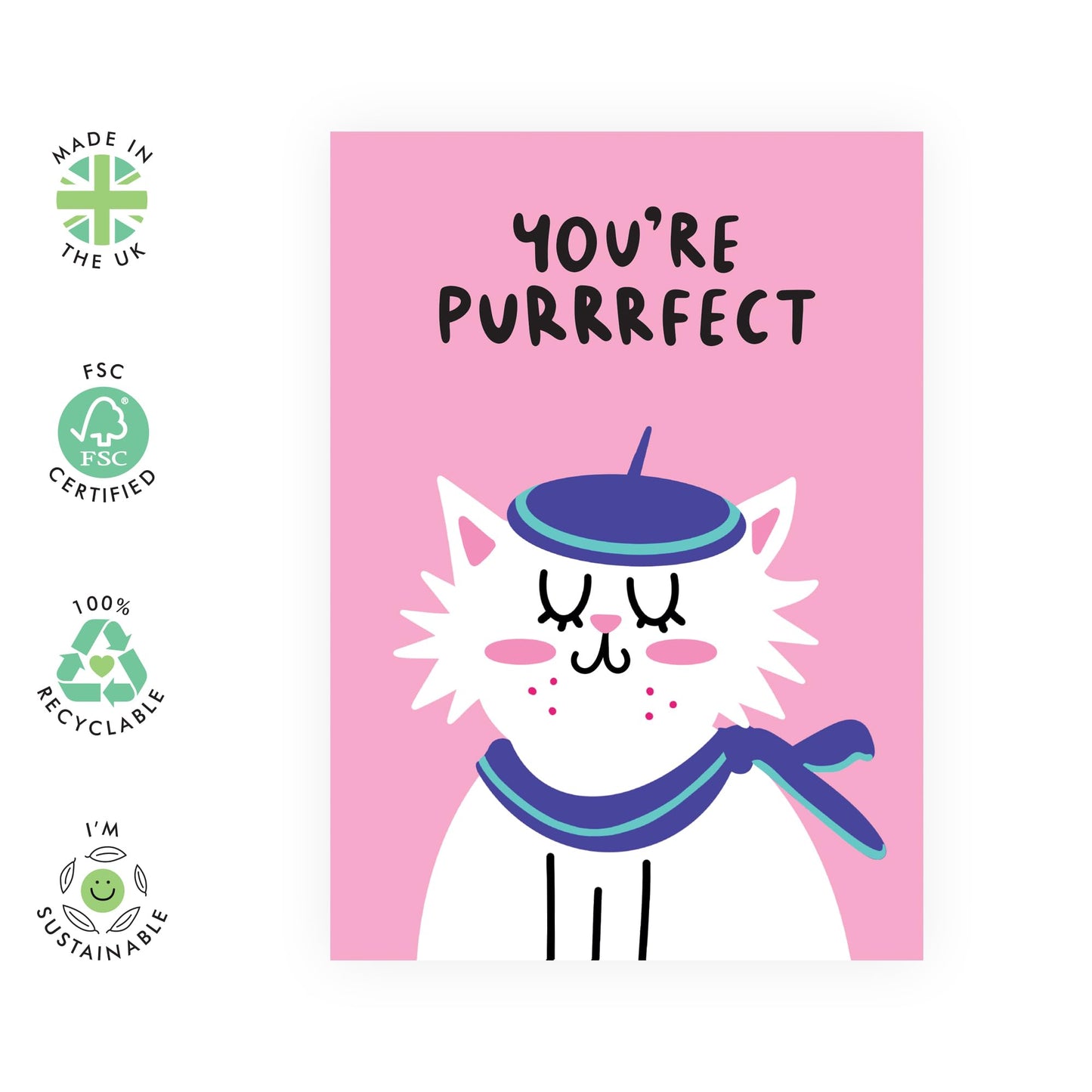 Greeting Card - 'YOU'RE PURRFECT CAT' - Perfect for Celebrating Cat Lovers & Feline Friends - Ideal for Him, Her, Friends, Family, and Anyone Who Loves a Good Purr - Comes With Stickers By Central 23