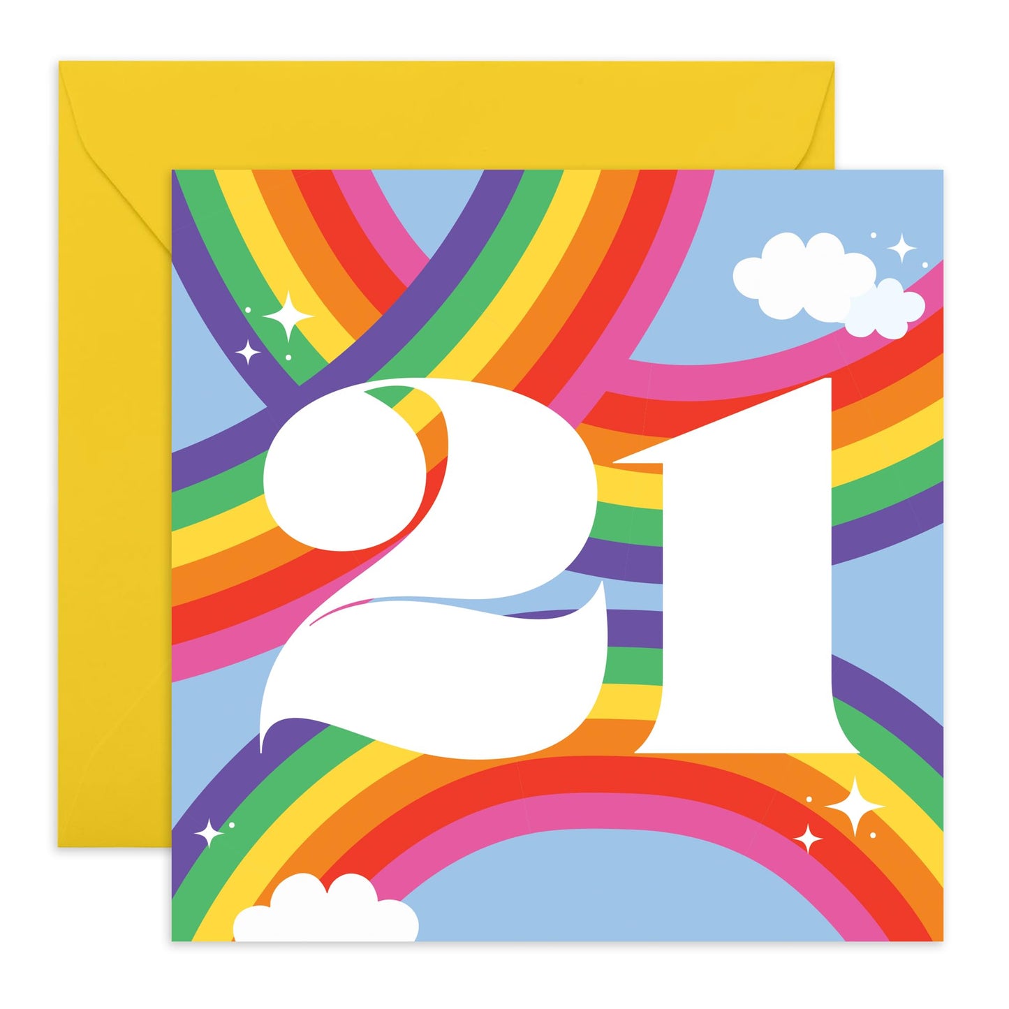 21st Birthday Card For Her Him - Rainbow Sky 21 - Rainbow Birthday Card - Women Men - Brother Sister - Happy Twenty-first Birthday Card - Daughter Son Friend - Comes With Fun Stickers - By Central 23