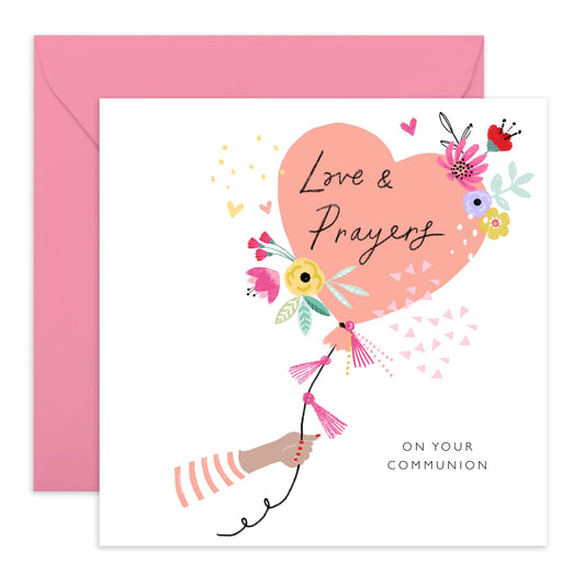 First Communion Cards And Envelopes For Girls - Love And Prayers On Your Communion - Religious Gifts For Granddaughter Goddaughter Niece Girls - Comes With Fun Stickers - By Central 23