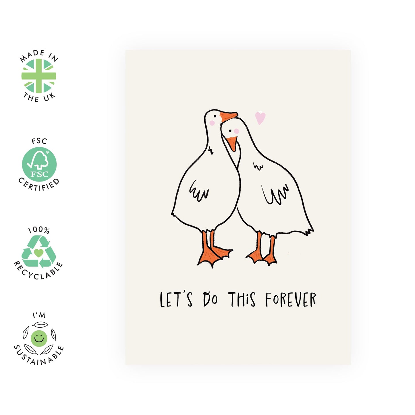 Hugging Goose Love Greeting Card - 'Let's Do This' - Gift for Married Couples, Wife, Husband, Spouse, Partner, Him, Her, Girlfriend, Boyfriend - Stronger Together - Comes with Fun Stickers