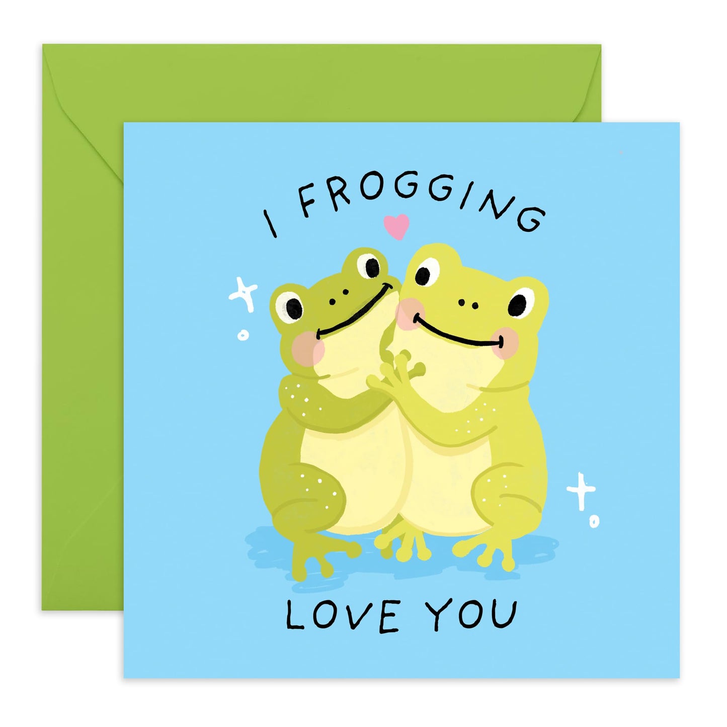 Greeting Card - 'Froggin Love You' - For Boyfriend, Girlfriend, Husband, Wife, - Ideal for All Occasion - Perfect for Adding a Smile to Their Day - Comes with Fun Stickers by Central 23