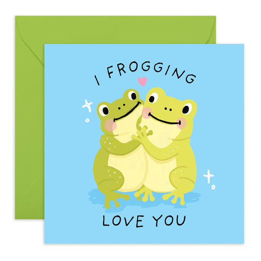 Greeting Card - 'Froggin Love You' - For Boyfriend, Girlfriend, Husband, Wife, - Ideal for All Occasion - Perfect for Adding a Smile to Their Day - Comes with Fun Stickers by Central 23