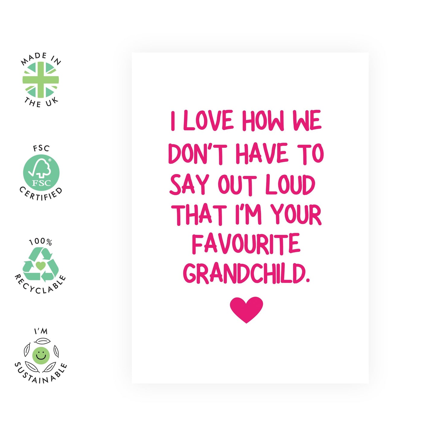 Favourite Grandchild Greeting Card - 'Don't Have To Say It Out Loud' - Jokes for Grandma, Grandpa, Grandparents - Gifts From Granddaughter - Comes with Fun Stickers