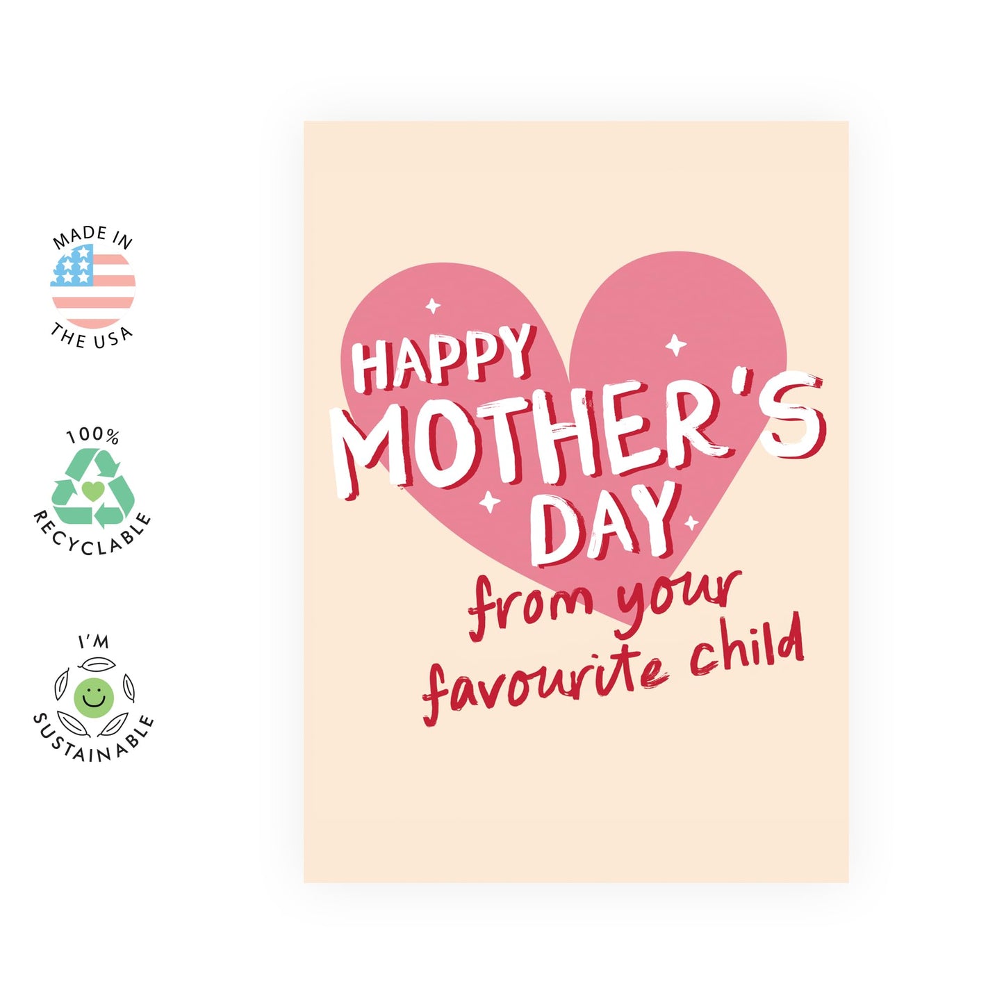 Funny Mother’s Day Card from Son Daughter – ‘From Your Fave Child’ – Gifts for Mum, Mummy, Mama, Ma, Mam, In Law, Women - Heart Design, Jokes for Her - Comes with Fun Sticker