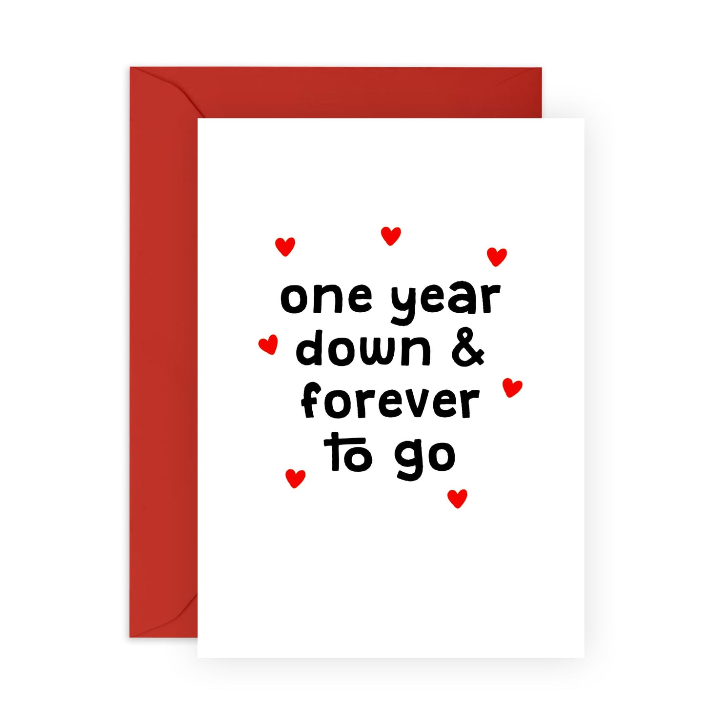 1st Anniversary Card with Romantic Message- 'One Year Down' - Gifts for Wife, Husband, Girlfriend, Boyfriend, Him, Her, Partner, Love, Babe, Sweetheart - Valentines Day - Comes with Fun Stickers