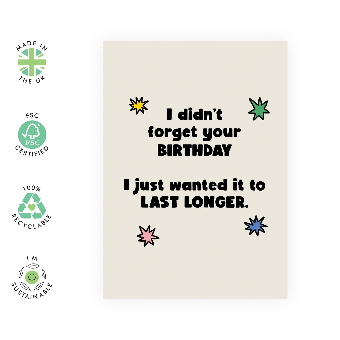 Belated Birthday Card For Mum Dad - I Didn't Forget Your Birthday I Just Wanted It To Last Longer - Funny Late Birthday Cards For Men Women - Gifts For Him Her - Comes With Fun Stickers By Central 23