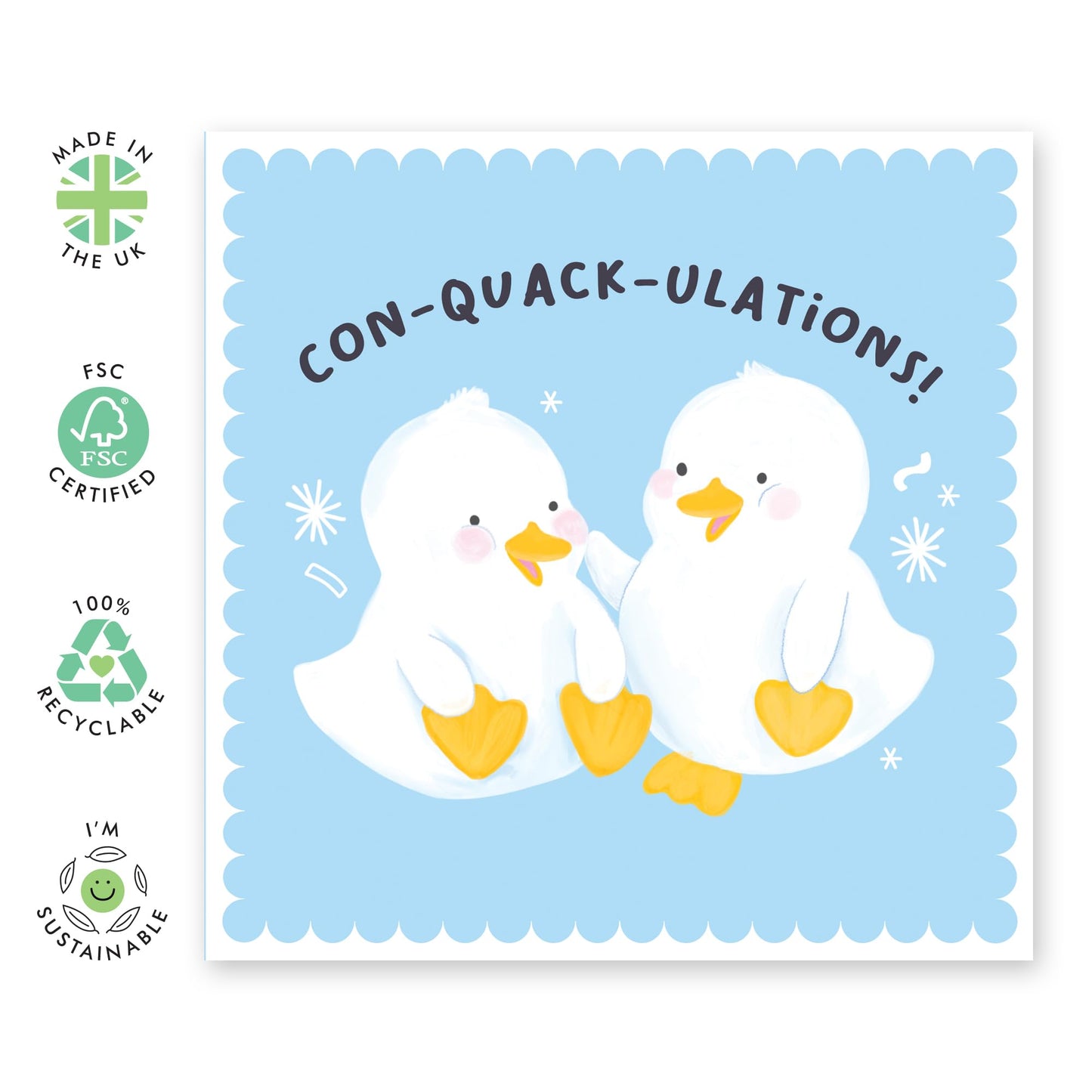 Congratulations Cards - CON-QUACK-ULATIONS - Good Job Well Done - Funny Greeting Cards For Men Women - New Mum Graduation Passing The Test - Comes With Stickers By Central 23