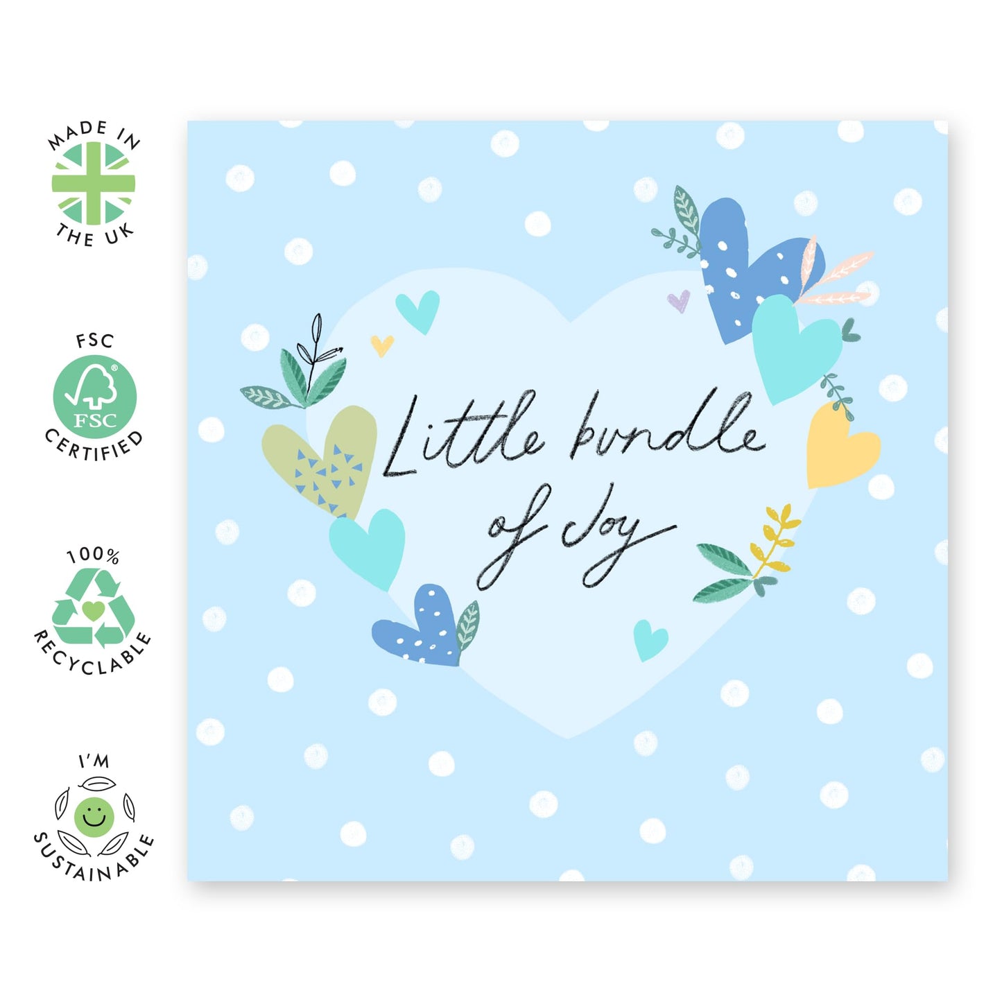 New Baby Boy Card - Little Bundle Of Joy - Baby Shower Card With Envelope - Congratulations Baby Boy Card - Well Done Congrats Gifts Newborn - Comes With Stickers - By Central 23