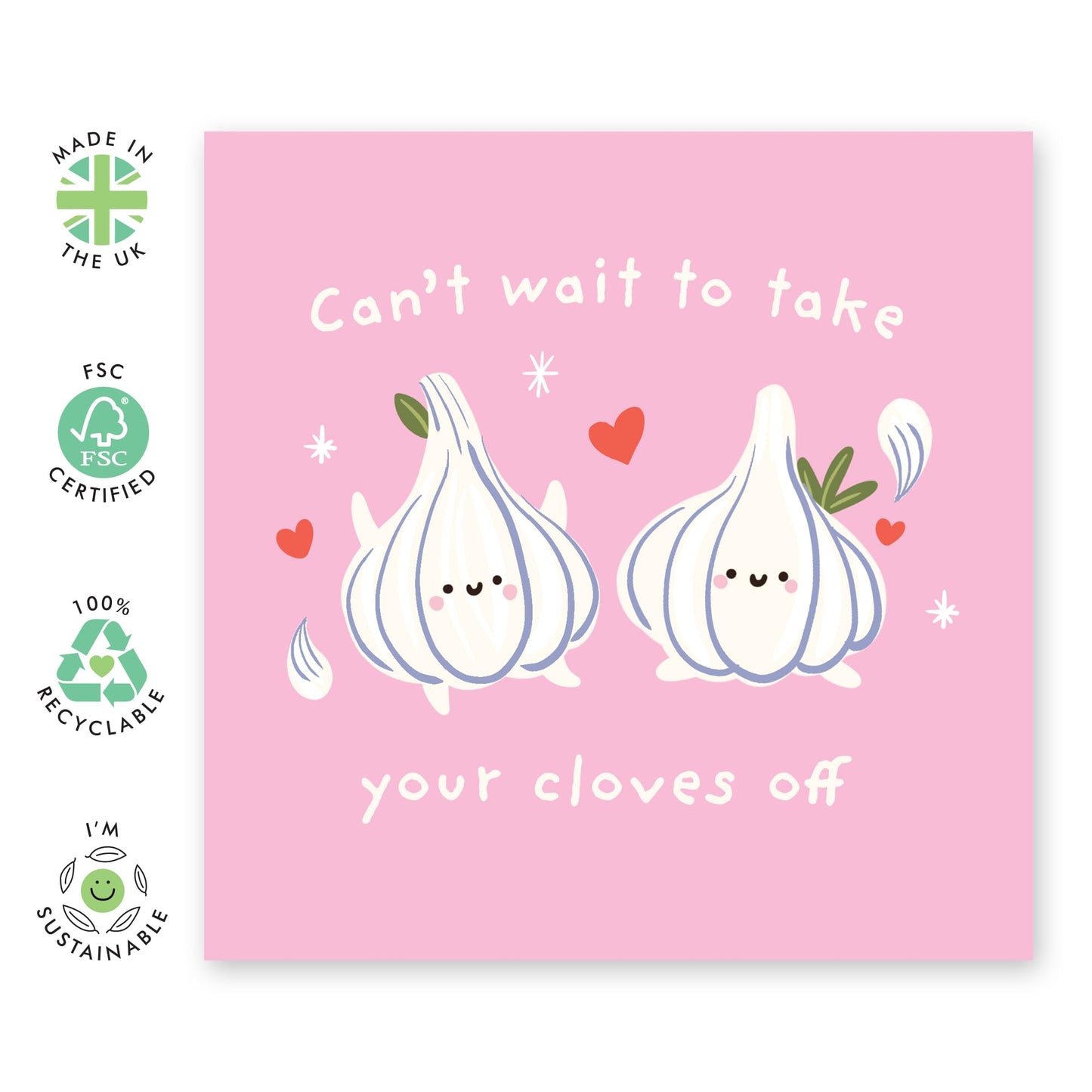 Cute Garlic Love Card – "Can’t Wait to Take Your Cloves Off" – Gift for Him, Her, Babe, Girlfriend, Boyfriend, Partner, Spouse, Husband, Wife - Adorable and Quirky Ideas on Valentine’s Day