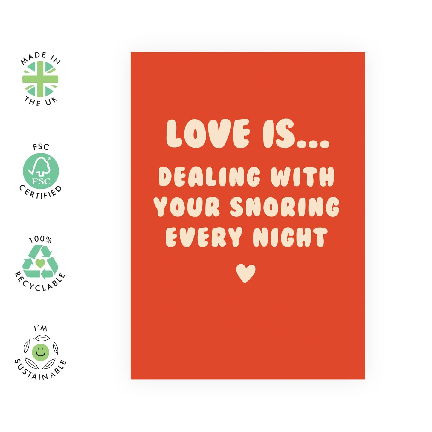 Hilarious Anniversary Day Card - 'Snoring Every Night 2' - Valentines Gifts for Wife, Husband, Girlfriend, Boyfriend, Partners, Couples - Define Love - Comes with Fun Stickers