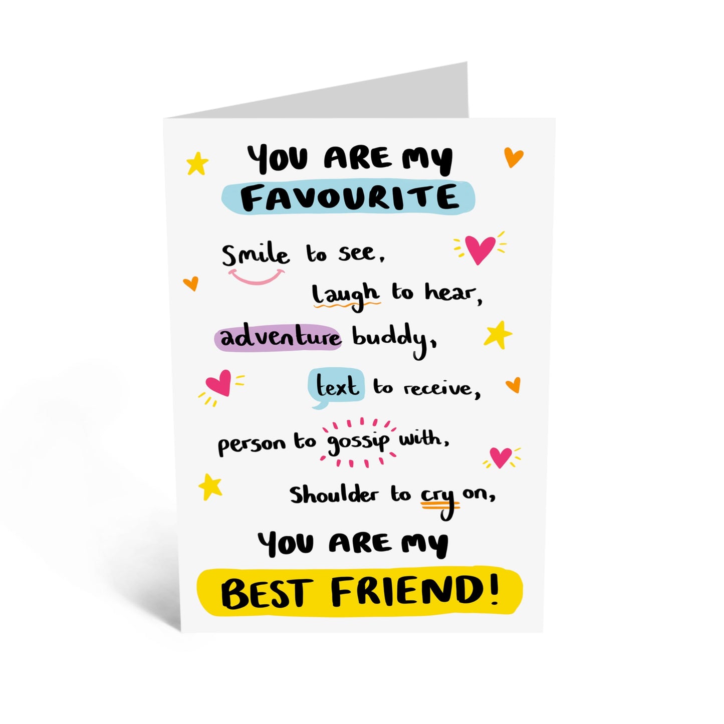 Greeting Card - 'YOU ARE MY BEST FRIEND' - Perfect for Showing Appreciation and Celebrating Friendship - Ideal for Expressing Your Love & Gratitude for Best Friends - Comes With Stickers By Central 23